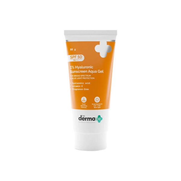 The Derma Co 1% Hyaluronic Sunscreen Aqua Gel SPF 50 80g