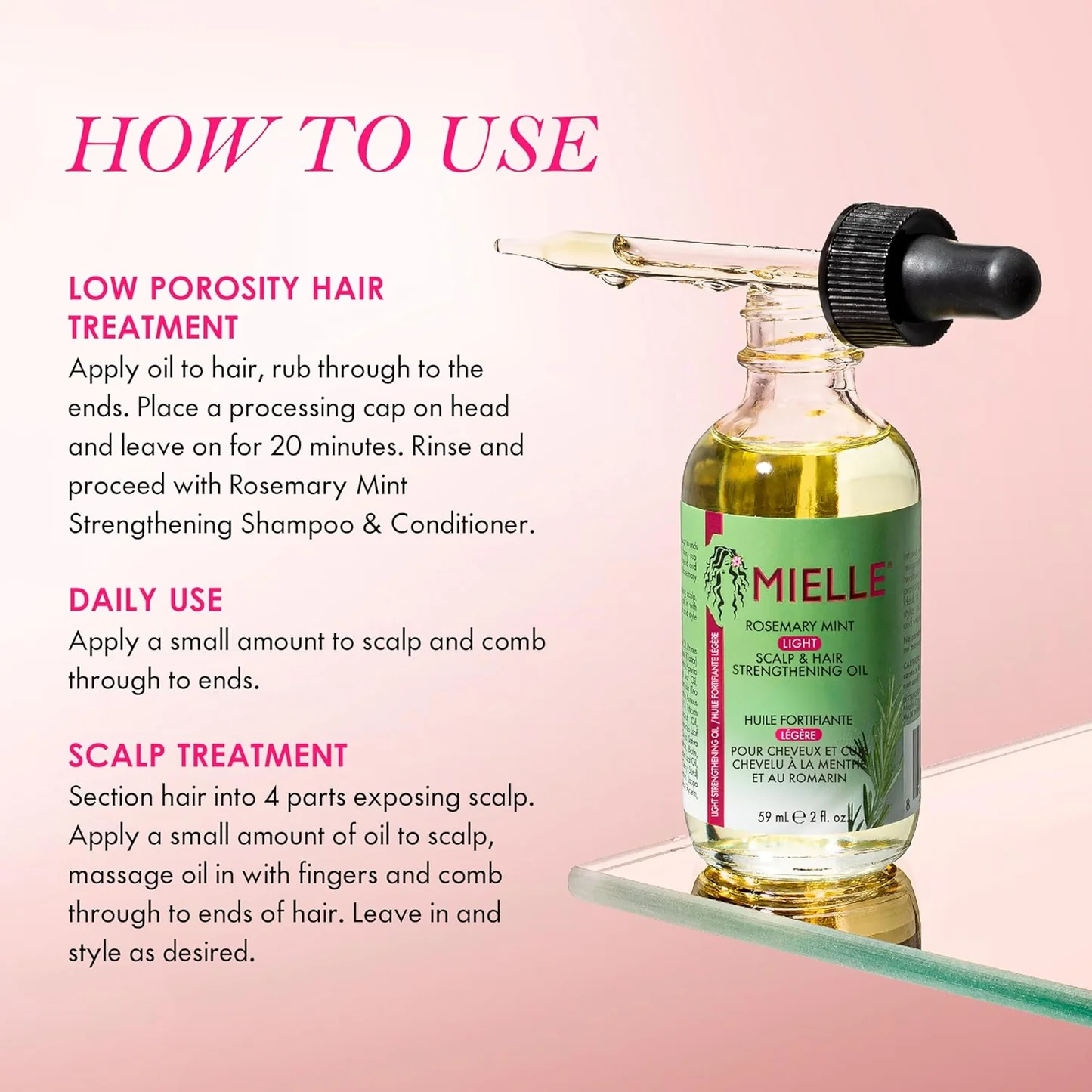 Mielle Rosemary Mint Light Scalp & Hair Strengthening Oil 59ml – Lightweight Hair Oil - Image 4