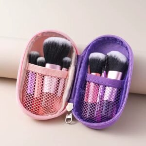 Mini Brush Bag with 10 Makeup Brushes – Pink Lavender Makeup Brush Set