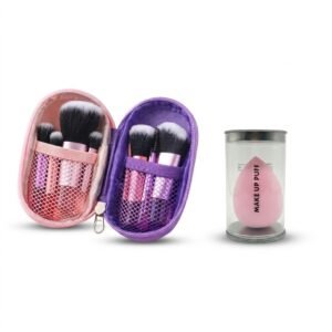 Pink Purple Mini Brush Set and Beauty Blender Pink Combo