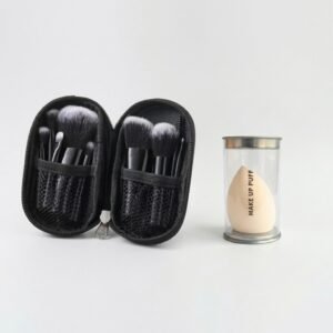 Black Mini Brush Set and Beauty Blender Cream Color Combo