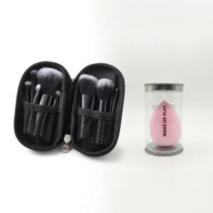Black Mini Brush Set and Beauty Blender Pink Combo