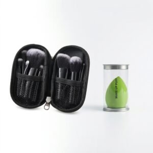 Black Mini Brush Set and Beauty Blender Green Combo