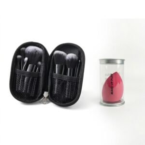 Black Mini Brush Set and Beauty Blender Red Combo